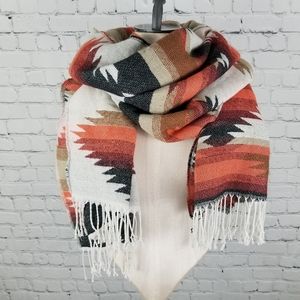 Aztez western cowboy fringe shawl/scarf